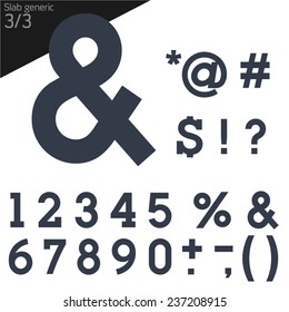 Vector illustration of generic font. Slab style