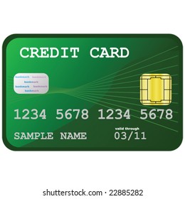 Vector illustration of a generic looking credit card, with hologram and chip