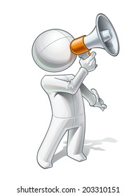 Vector Illustration Of A Generic Person Calling Through A Megaphone.