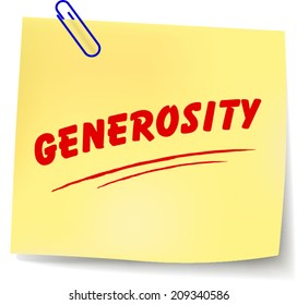 Vector illustration of generosity paper message on white background
