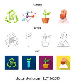 Vector illustration of genetic and plant icon. Collection of genetic and biotechnology stock vector illustration.