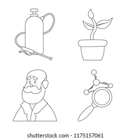 Vector illustration of genetic and plant icon. Collection of genetic and biotechnology stock vector illustration.