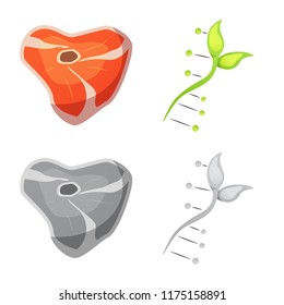 Vector illustration of genetic and plant logo. Collection of genetic and biotechnology stock symbol for web.