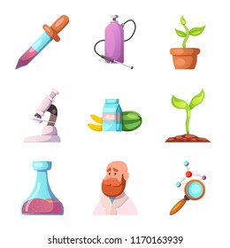 Vector illustration of genetic and plant sign. Collection of genetic and biotechnology stock symbol for web.