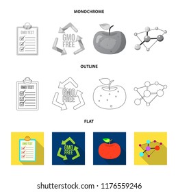 Vector illustration of genetic and plant symbol. Collection of genetic and biotechnology stock symbol for web.