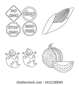 Vector illustration of genetic and science sign. Collection of genetic and organic stock vector illustration.