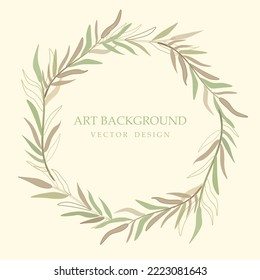 Vector illustration. Gentle background with a pattern of autumn leaves in pastel green-beige tones on a beige background. Background for the site, for packaging, product design, invitation.
