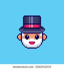 Vector Illustration of Gentleman with Beard and Hat with Pixel Art Design, perfect for game assets themed designs