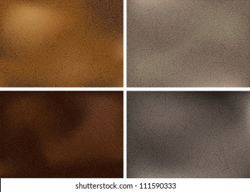 Vector illustration of genuine leather in four natural colors. Transparency effects used (multiply and soft light). EPS 10.