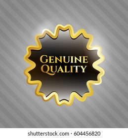  Ilustración vectorial de la insignia oro brillante de calidad genuina
