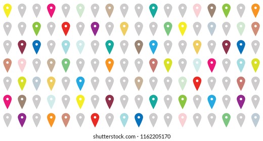 vector illustration of geo pins pattern in different colors for travel background and navigation visual