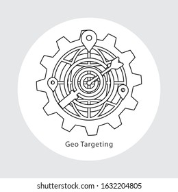 Vector illustration of geo targeting flat line design concept.