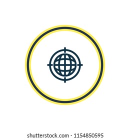 Vector illustration of geo targeting icon line. Beautiful marketing element also can be used as global goal icon element.
