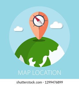 Vector Illustration Of Geo Targeting & Map Location Concept With Pin 