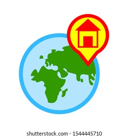Vector illustration of geo targeting & map location concept with pin "map location" gps icon. travel icon