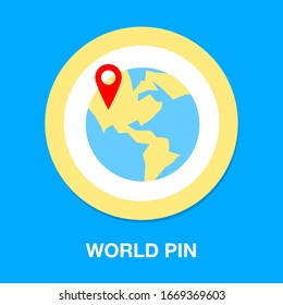 Ilustración vectorial del concepto de ubicación geo-ubicación de mapa con icono "ubicación de mapa". icono de viaje.