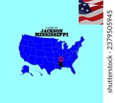Vector illustration of geographic map of US states and names of their capitals