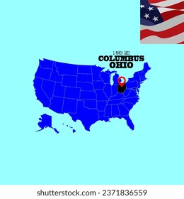 Ilustración vectorial del mapa geográfico de los estados de EE.UU. y nombres de sus capitales