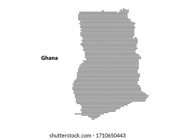 Vector illustration of a geographical Halftone dotted map of Ghana Country