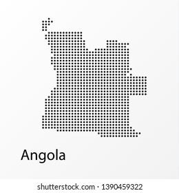 Vector illustration of a geographical map of Angola in dots