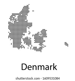 Vector illustration of a geographical map of Denmark with dots