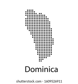Vector illustration of a geographical map of Dominica with dots