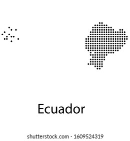 Vector illustration of a geographical map of Ecuador with dots
