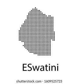 Vector illustration of a geographical map of ESwatini with dots