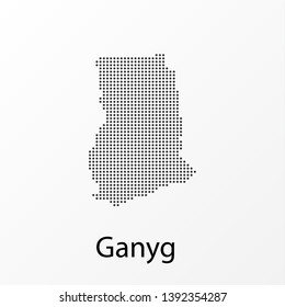 Vector illustration of a geographical map of Ganyg with dots