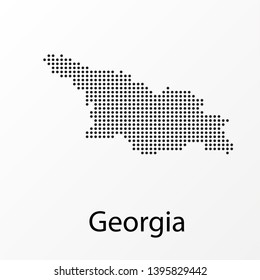 Vector illustration of a geographical map of the Georgia with dots