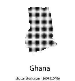 Vector illustration of a geographical map of Ghana with dots

