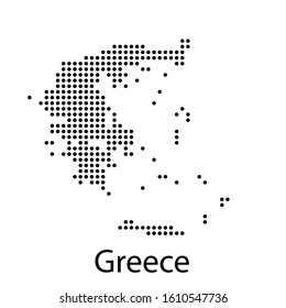 Vector illustration of a geographical map of Greece with dots