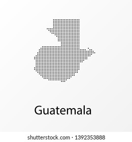 Vector illustration of a geographical map of Guatemala with dots
