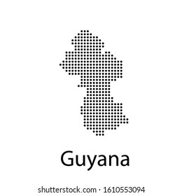 Vector illustration of a geographical map of Guyana with dots