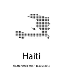 Vector illustration of a geographical map of Haiti with dots