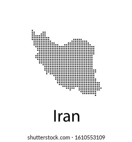 Vector illustration of a geographical map of Iran with dots