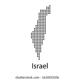 Vector illustration of a geographical map of Israel with dots