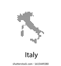 Vector illustration of a geographical map of Italy with dots