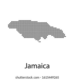 Vector illustration of a geographical map of Jamaica with dots