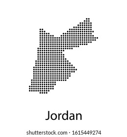 Vector illustration of a geographical map of Jardan with dots