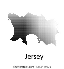 Vector illustration of a geographical map of Jersey with dots