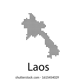 Vector illustration of a geographical map of Laos with dots