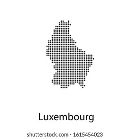 Vector illustration of a geographical map of Luxembourg with dots