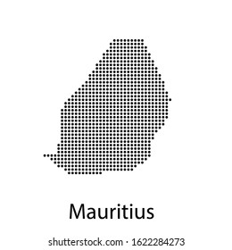 Vector illustration of a geographical map of Mauritius with dots