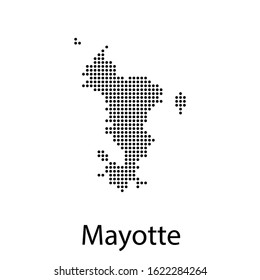 Vector illustration of a geographical map of Mayotte with dots