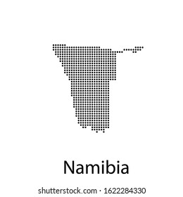 Vector illustration of a geographical map of Namibia with dots
