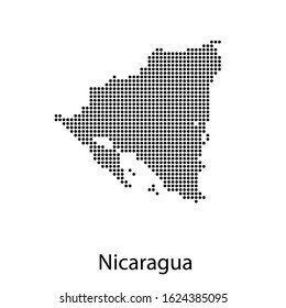 Vector illustration of a geographical map of Nicaragua with dots