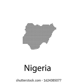 Vector illustration of a geographical map of Nigeria with dots