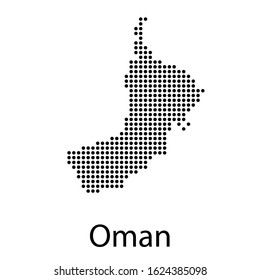 Vector illustration of a geographical map of Oman with dots
