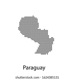 Vector illustration of a geographical map of Paraguay with dots